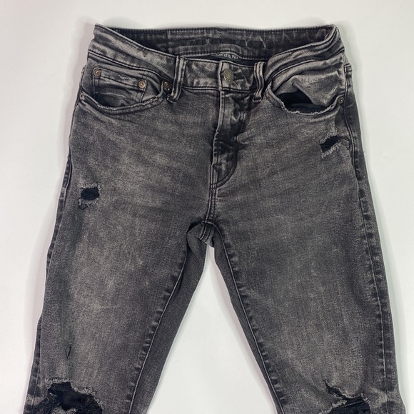 American Eagle Next Level Flex Slim Grey Black Distressed Jeans 28x32 - Picture 2 of 14
